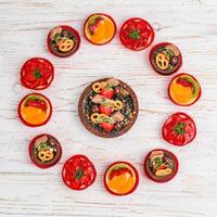 Top View of Assorted Pie for Valentines Days photo