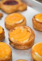 Close Up Photography of Peach Danish Pastry photo