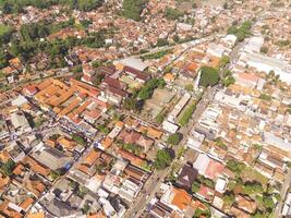 Aerial Landscape. Cicalengka is a district in West Java, big civilization in the countryside. High angle view of Residential District and Cityscape. Densely Populated Settlement photo