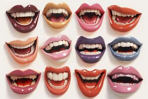 A collection of different colored mouths photo