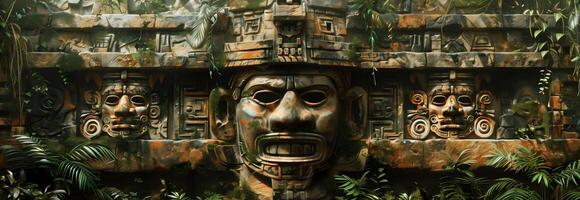 An artistic painting of a mayan temple photo