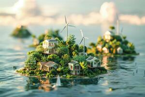 Small houses on an island surrounded by water photo