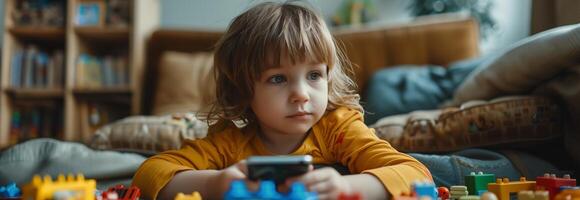 A young child playing with toys on the floor photo