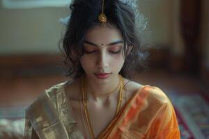 A woman in a sari photo