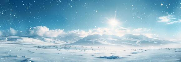 Snow covered mountains and snow covered trees in the sky photo