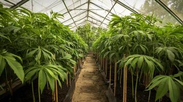 Cultivated Cannabis Plants in a Greenhouse photo