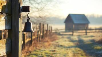 Rustic Farm Scene at Sunrise photo