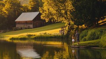 Serene Countryside Sunset with Family photo