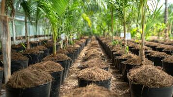 Palm Trees in a Greenhouse Nursery photo