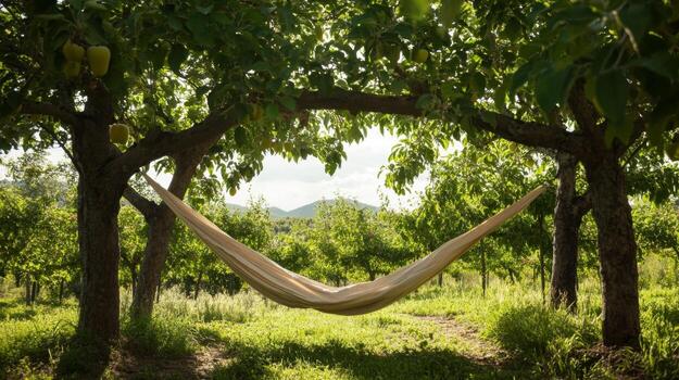 Serene Hammock in a Lush Orchard Garden photo