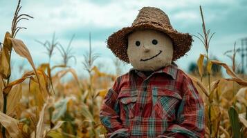 Autumn Scarecrow in a Cornfield photo