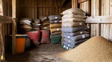 Agricultural Grain Storage in a Rustic Barn photo