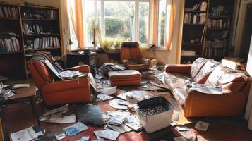 Abandoned Living Room in a State of Disrepair photo