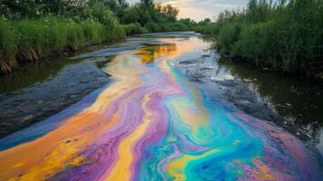 Polluted River Reflecting Environmental Crisis photo