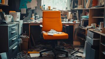 A Messy, Abandoned Office Space photo