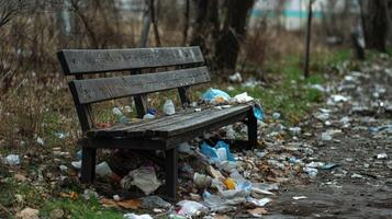 Urban Decay. A Park Bench Overwhelmed photo