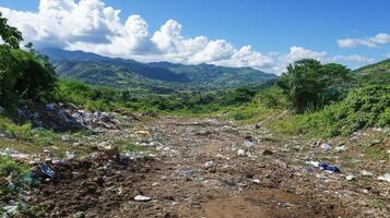Environmental Degradation. A Mountain View of Pollution photo