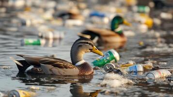 Polluted Water and a Duck photo