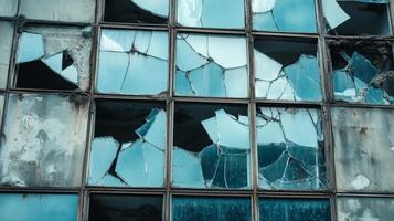 Broken Windows of an Abandoned Industrial Building photo