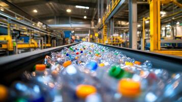 Plastic Bottle Recycling Process in a Modern Factory photo