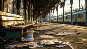 Abandoned Train Station Platform - A Desolate Scene photo