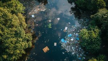 Polluted River Ecosystem - Environmental Disaster photo