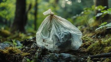 Plastic Bag in Forest - Nature's Pollution photo