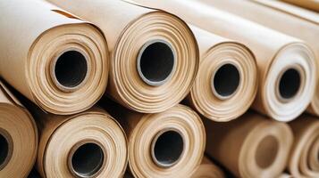 Stacked Paper Rolls in Industrial Setting photo