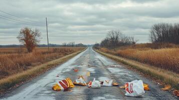 Rural Roadside Litter. A Sad Reflection of Our Impact photo