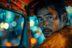 A man in a car photo