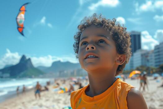 un chico mirando arriba foto