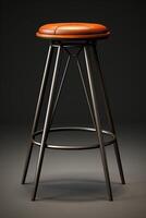 A stool with a black metal frame and an orange seat photo