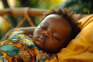 A baby sleeping in a hammock photo