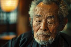 An old man with a beard and white hair photo