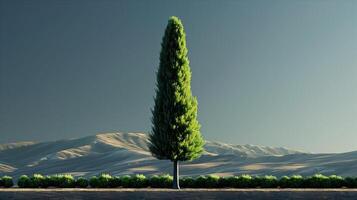 A tree stands alone in the middle of a desert photo