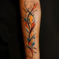 A tattoo of a colorful design on the arm photo