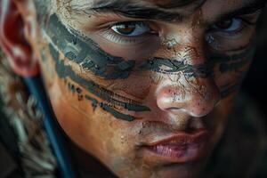 A man with tattoos on his face photo