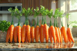 A bunch of carrots on a counter photo