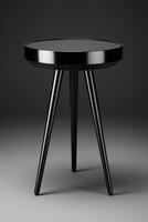 A black table with two legs on it photo