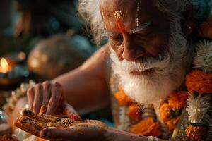 An old man with a white beard and a turban photo