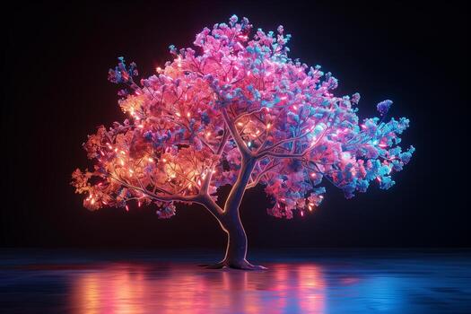 A tree with colorful lights on it photo