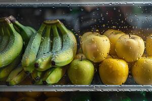 A refrigerator with fruit photo