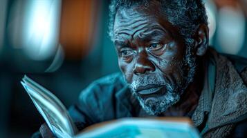 An older man reading a book photo