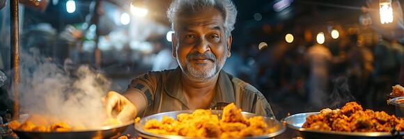 A man is cooking food in a kitchen photo
