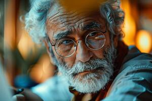 An older man with glasses and a beard photo