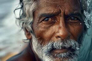 An old man with a beard and a white beard photo