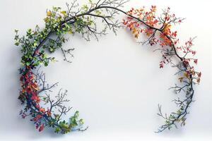A wreath made of branches and leaves on a white background photo