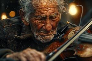An old man playing the violin photo