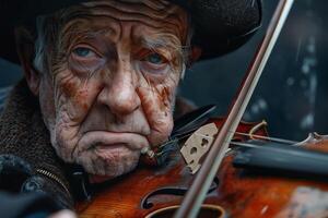 An old man playing the violin photo