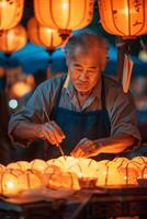 A man is making lanterns photo